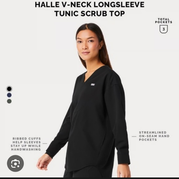 Figs Women's Black V-Neck Tunic - Picture 2 of 3